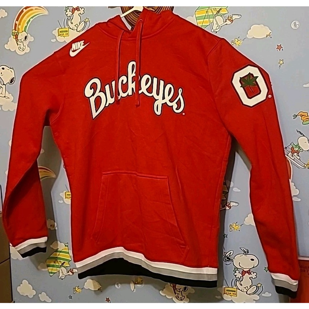 Nike Ohio State Buckeyes Hoodie Sweatshirt Red Adult US Size Medium 90s Jumper